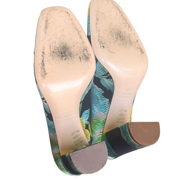 Ann Mashburn Floral Jacquard Block Heel Pumps 38 - Picture 8 of 9